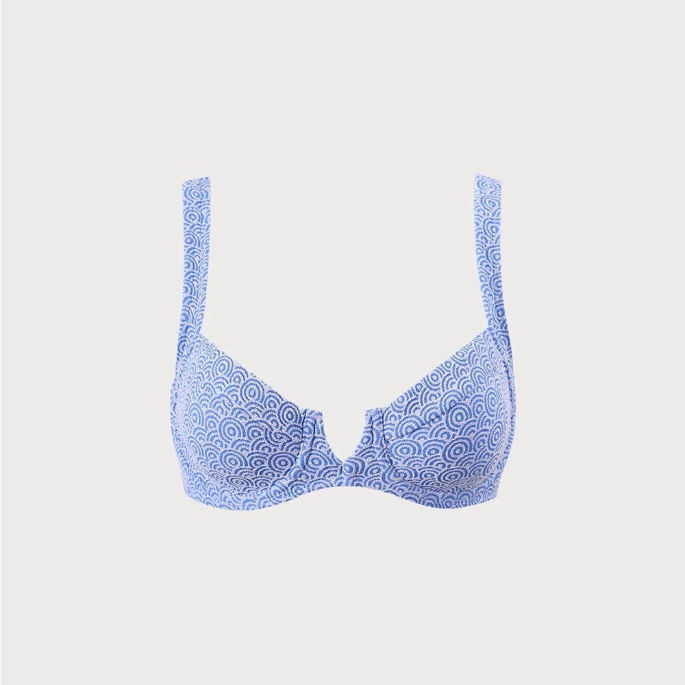Blue Patterned Underwire Bikini Top - Picture 7 of 10